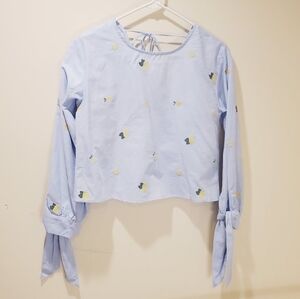 Rebellion blue sky  Pinaple long sleeve crop to size S